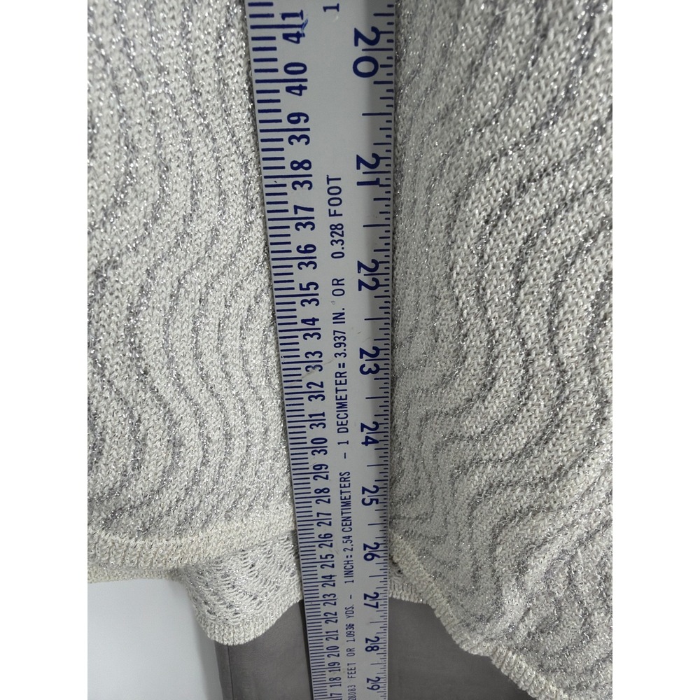 Sigrid Olsen 3 Piece Set Metallic Knit Cardigan Cami Silk Blend Pants Grey 16 L - Picture 11 of 16